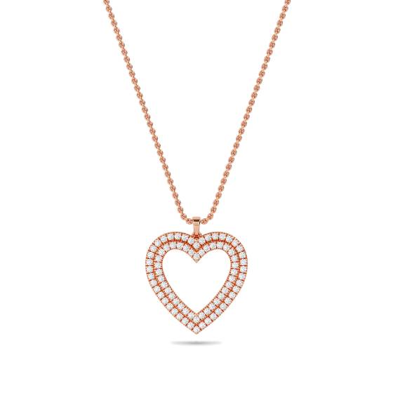 Classic Round Diamond Heart Pendant