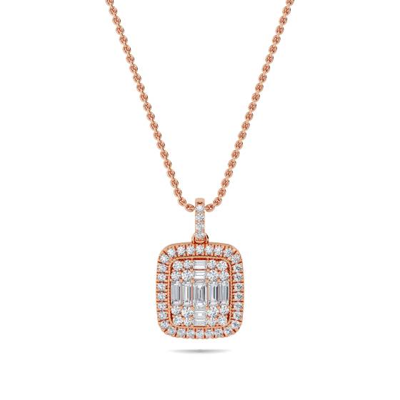 0.75ct Cluster Round and Baguette Diamond Designer Pendant