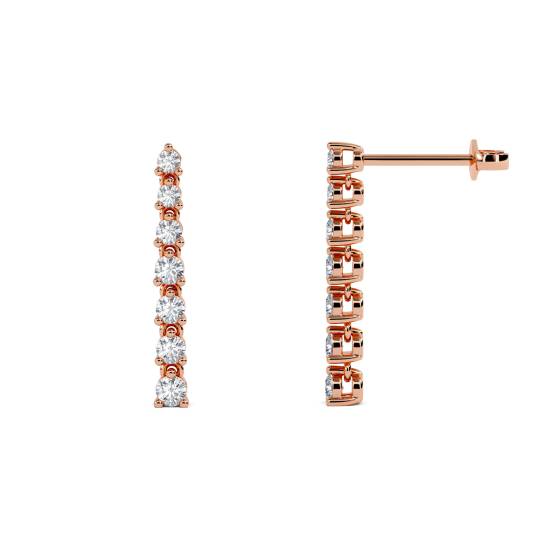 Modern Round Diamond Drop Earrings