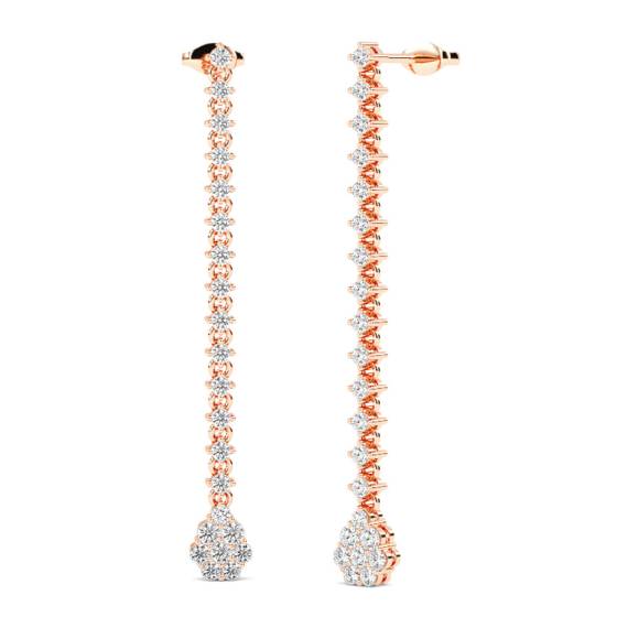 Modern Round Diamond Drop Earrings