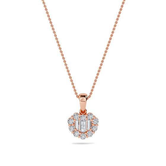 Cluster Round and Baguette Diamond Designer Pendant