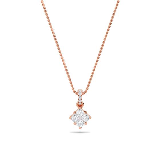 Cluster Princess and Round Diamond Designer Pendant