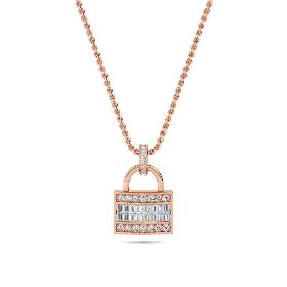 1.10ct Cluster Round Diamond Designer Padlock Pendant