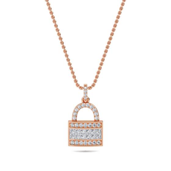 0.60ct Cluster Round Diamond Designer Padlock Pendant