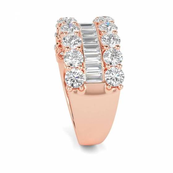 2.00ct Round and Baguette Diamond Multi Row Dress Ring