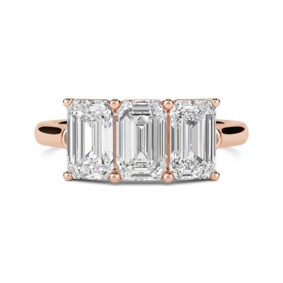 Classic Emerald Diamond Trilogy Ring