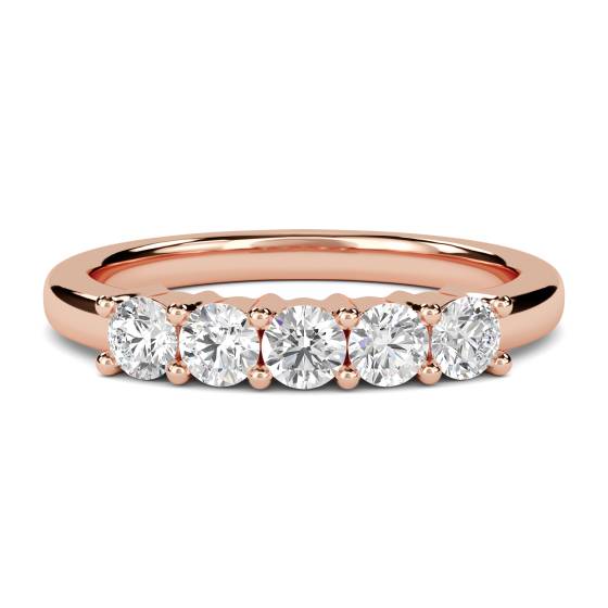 5 Stone Round Diamond Half Eternity Ring
