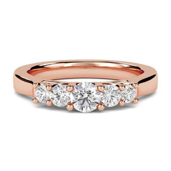 5 Stone Round Diamond Half Eternity Ring