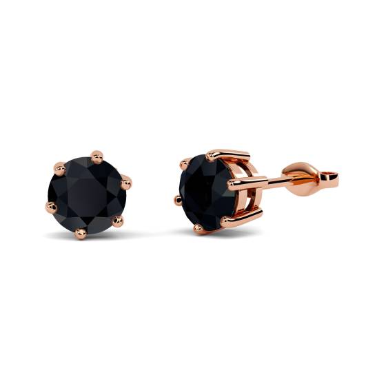 Round Black Diamond Earrings