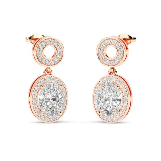 Oval Diamond Single Halo Earrings