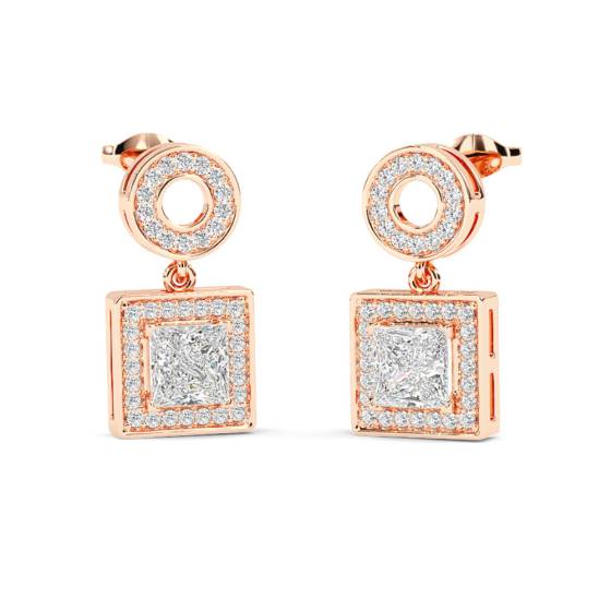 Princess Diamond Single Halo Earrings