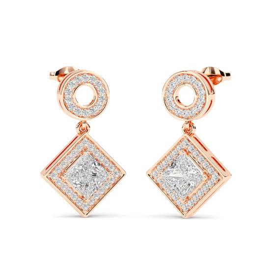 Princess Diamond Single Halo Earrings