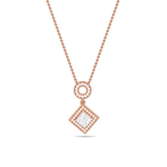 Princess Diamond Single Halo Pendant