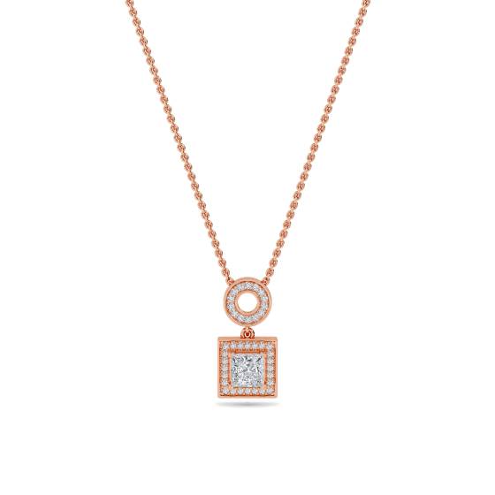 Princess Diamond Single Halo Pendant