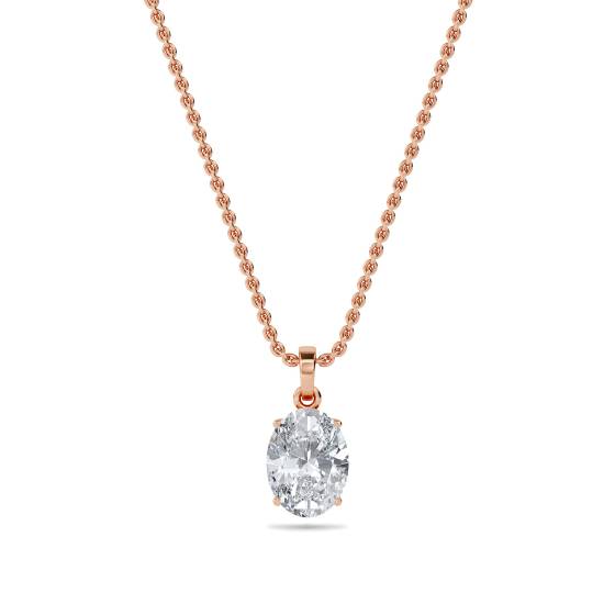 Modern Oval Diamond Solitaire Pendant
