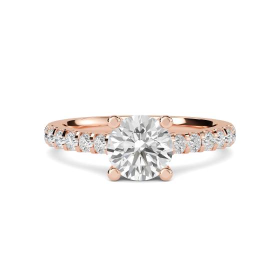 Round Shoulder Set Diamond Engagement Ring