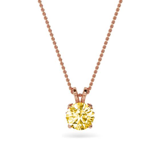Round Yellow Diamond Solitaire Pendant