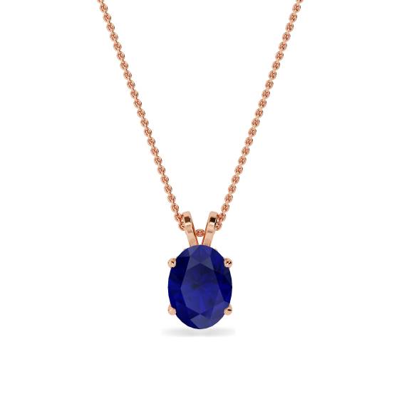 Oval Blue Sapphire Diamond Pendant