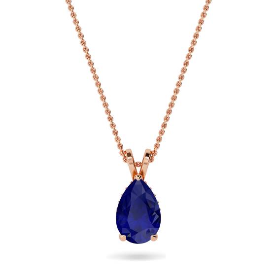 Pear Blue Sapphire Diamond Pendant