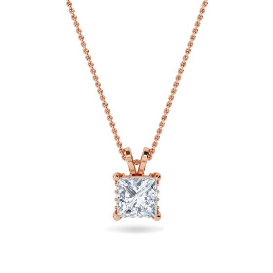 Princess Diamond Halo Pendant