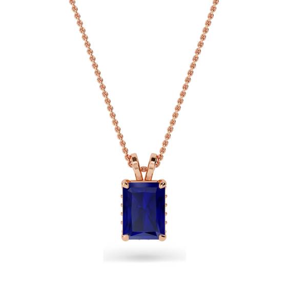 Radiant Blue Sapphire Diamond Pendant