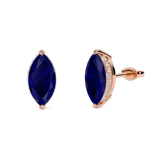 Marquise Blue Sapphire Diamond Earrings