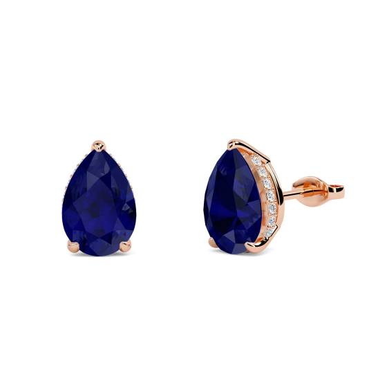 Pear Blue Sapphire Diamond Earrings
