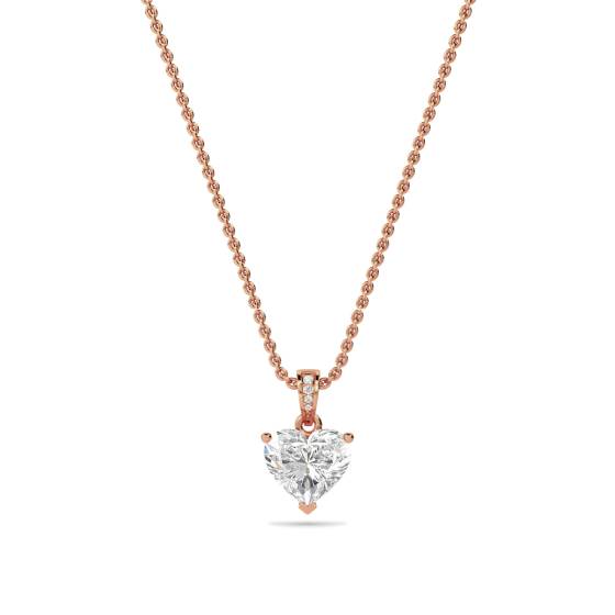 Modern Heart and Round Diamond Pendant