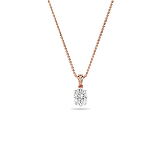 Modern Oval and Round Diamond Pendant