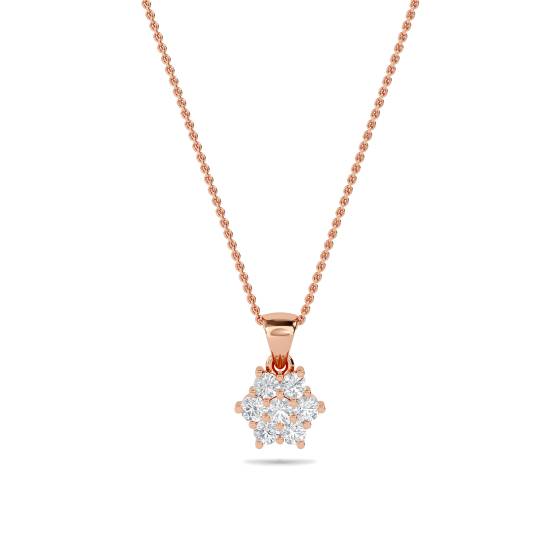 Round Diamond Cluster Flower Pendant