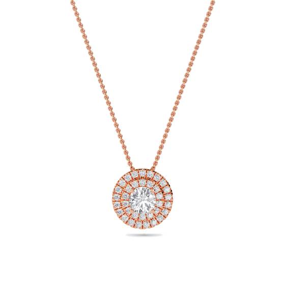 Round Diamond Double Halo Pendant
