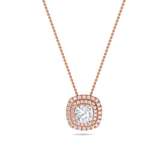 Cushion Shaped Diamond Single Halo Pendant