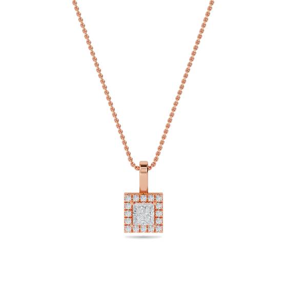 Princess Diamond Single Halo Pendant