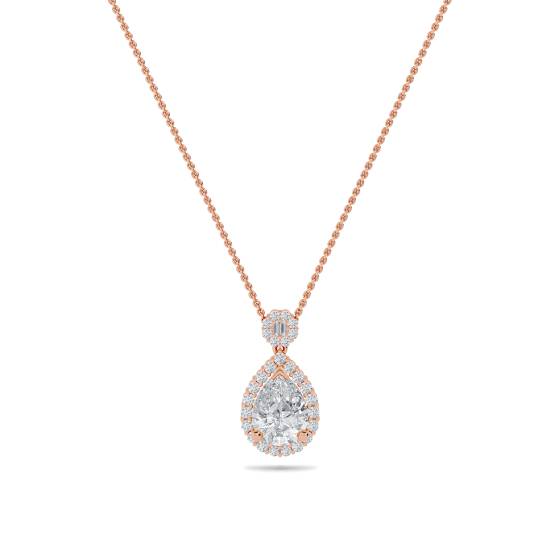 Pear Diamond Single Halo Pendant