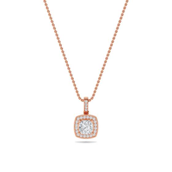 Cushion Shaped Diamond Single Halo Pendant
