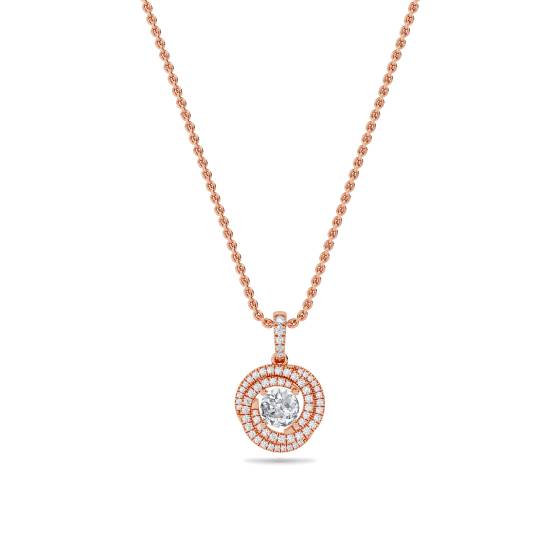 Stylish Round Diamond Double Halo Pendant