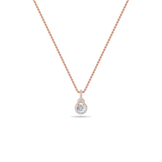 Unique Round Diamond Halo Pendant