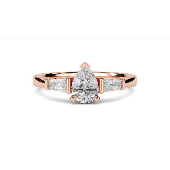 Modern Pear & Baguette Diamond Trilogy Ring