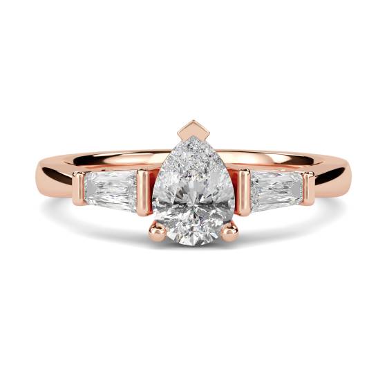 Modern Pear & Baguette Diamond Trilogy Ring