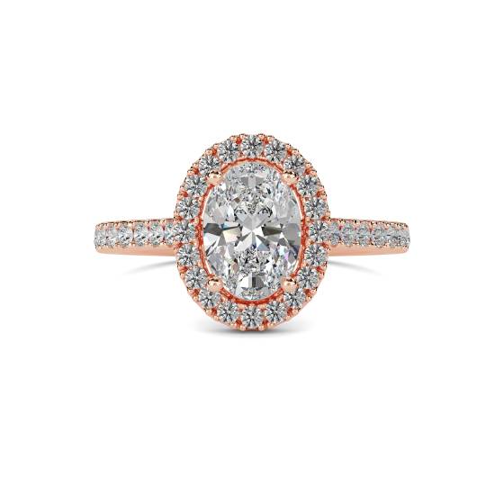 Oval Diamond Single Halo Shoulder Set Ring