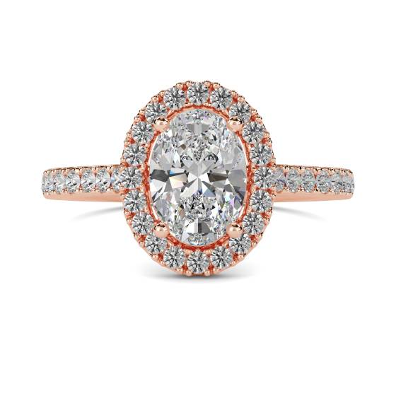 Oval Diamond Single Halo Shoulder Set Ring