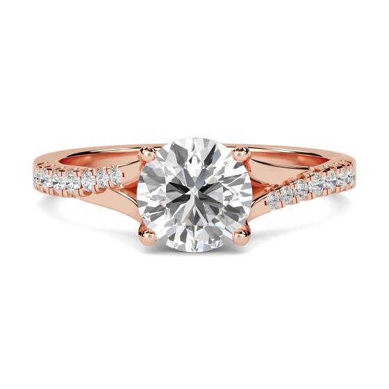 Stylish Round Shoulder Set Diamond Engagement Ring