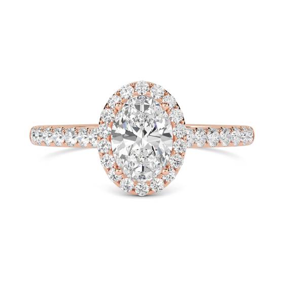 Oval Diamond Single Halo Shoulder Set Ring