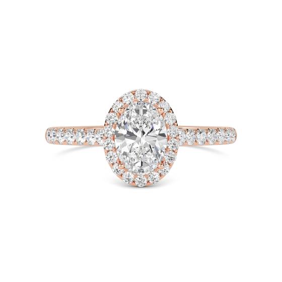 Oval Diamond Single Halo Shoulder Set Ring