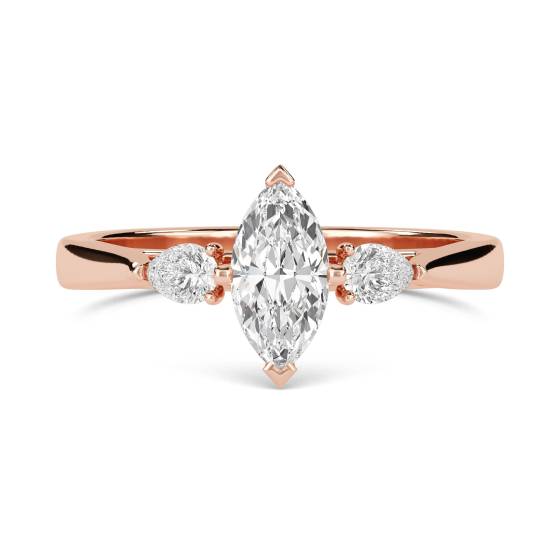 Unique Marquise & Pear Diamond Trilogy Ring