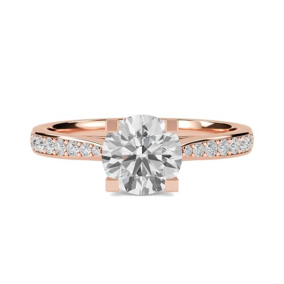 Round Shoulder Set Diamond Engagement Ring