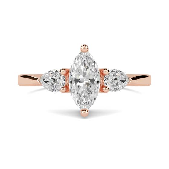 Unique Marquise and Pear Diamond Trilogy Ring
