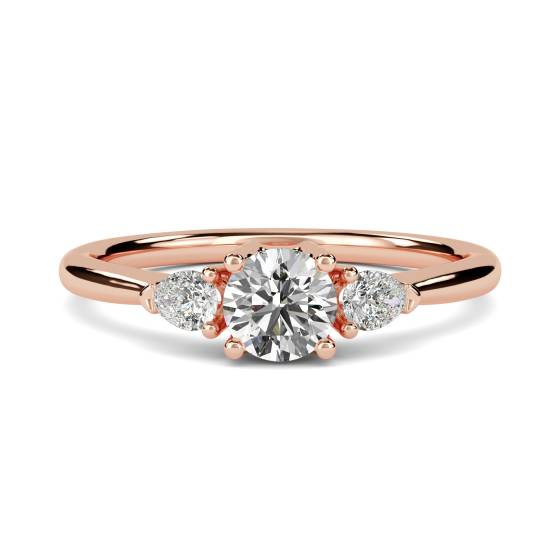 Round & Pear Diamond Trilogy Ring