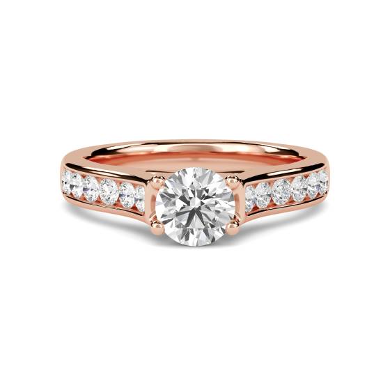 Round Diamond Shoulder Set Ring With Matching Band