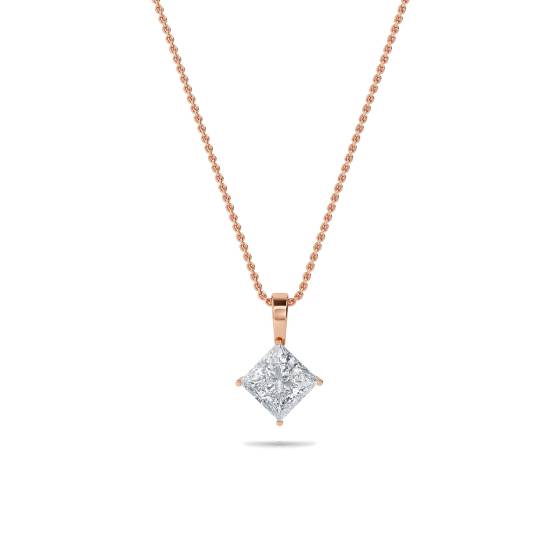 Modern Princess Diamond Solitaire Pendant